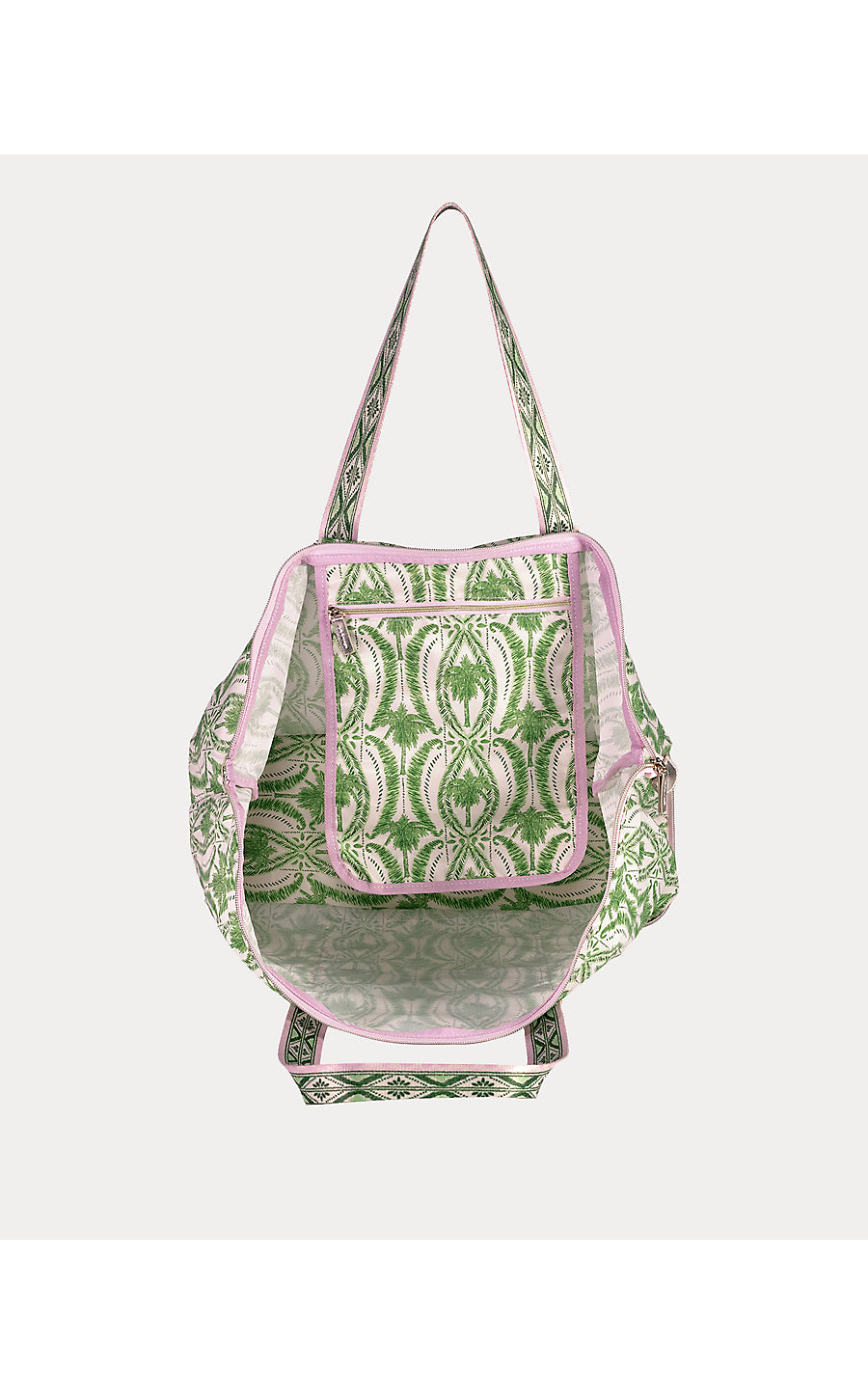 Packable Tote, Textured Palm Stripe