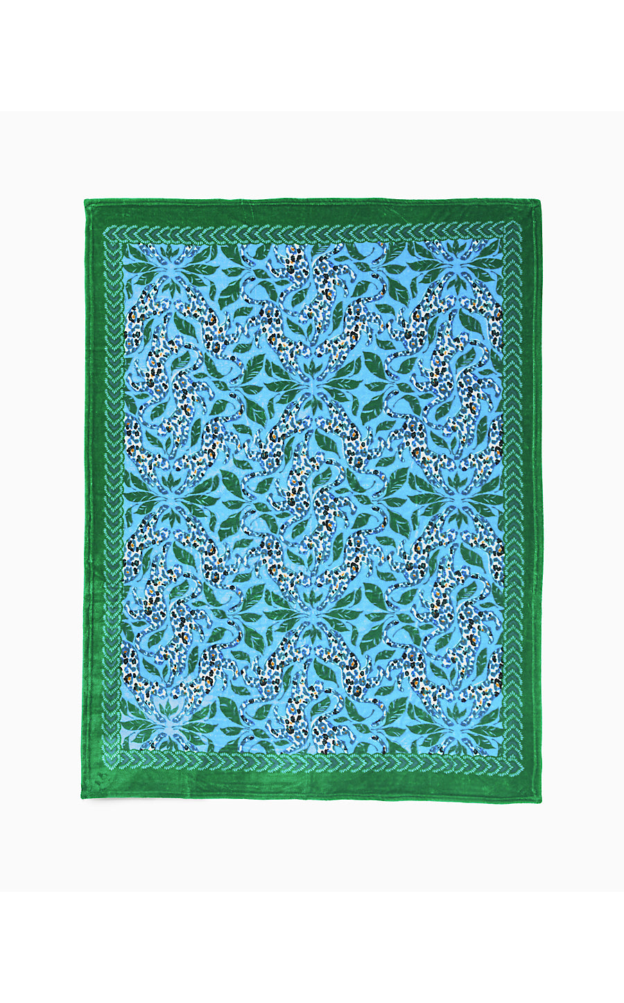 PARADISE ENGINEERED BLANKET, BON BON BLUE LEAPIN LEOPARDS ENGINEERED BLANKET