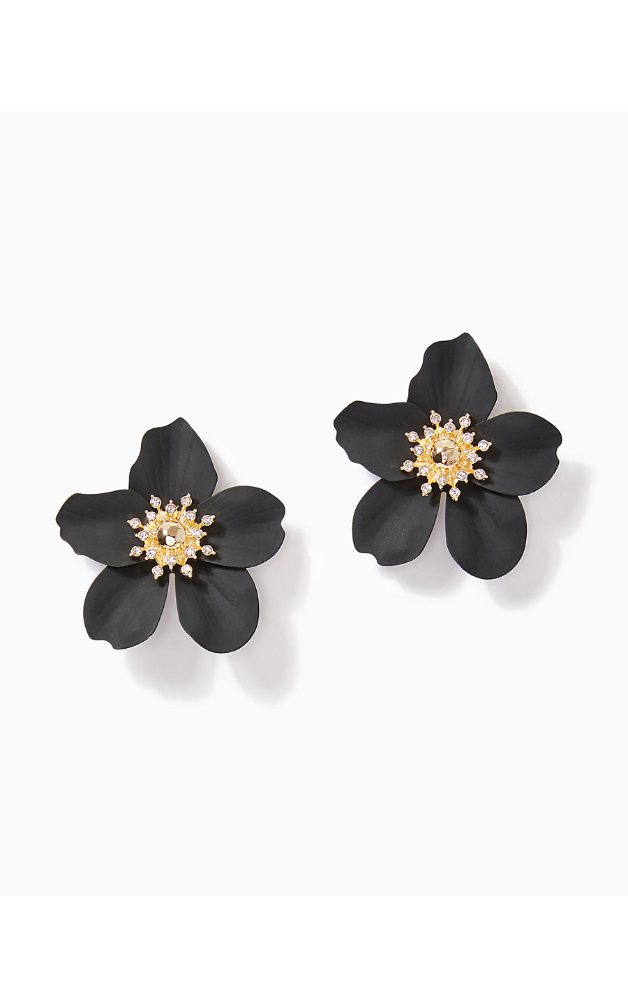 OVERSIZED ORCHID EARRINGS, ONYX