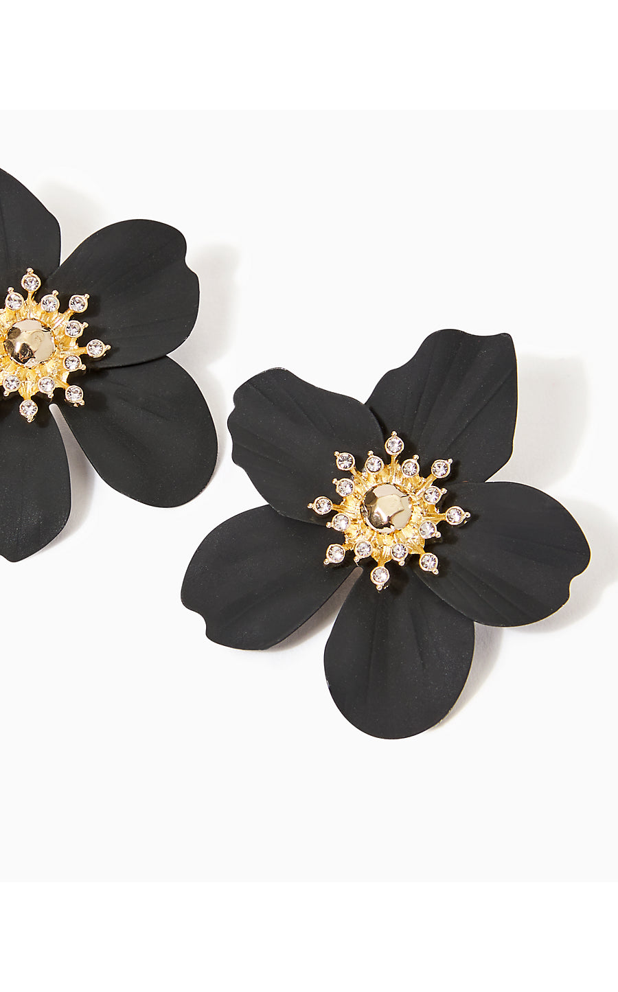 OVERSIZED ORCHID EARRINGS, ONYX