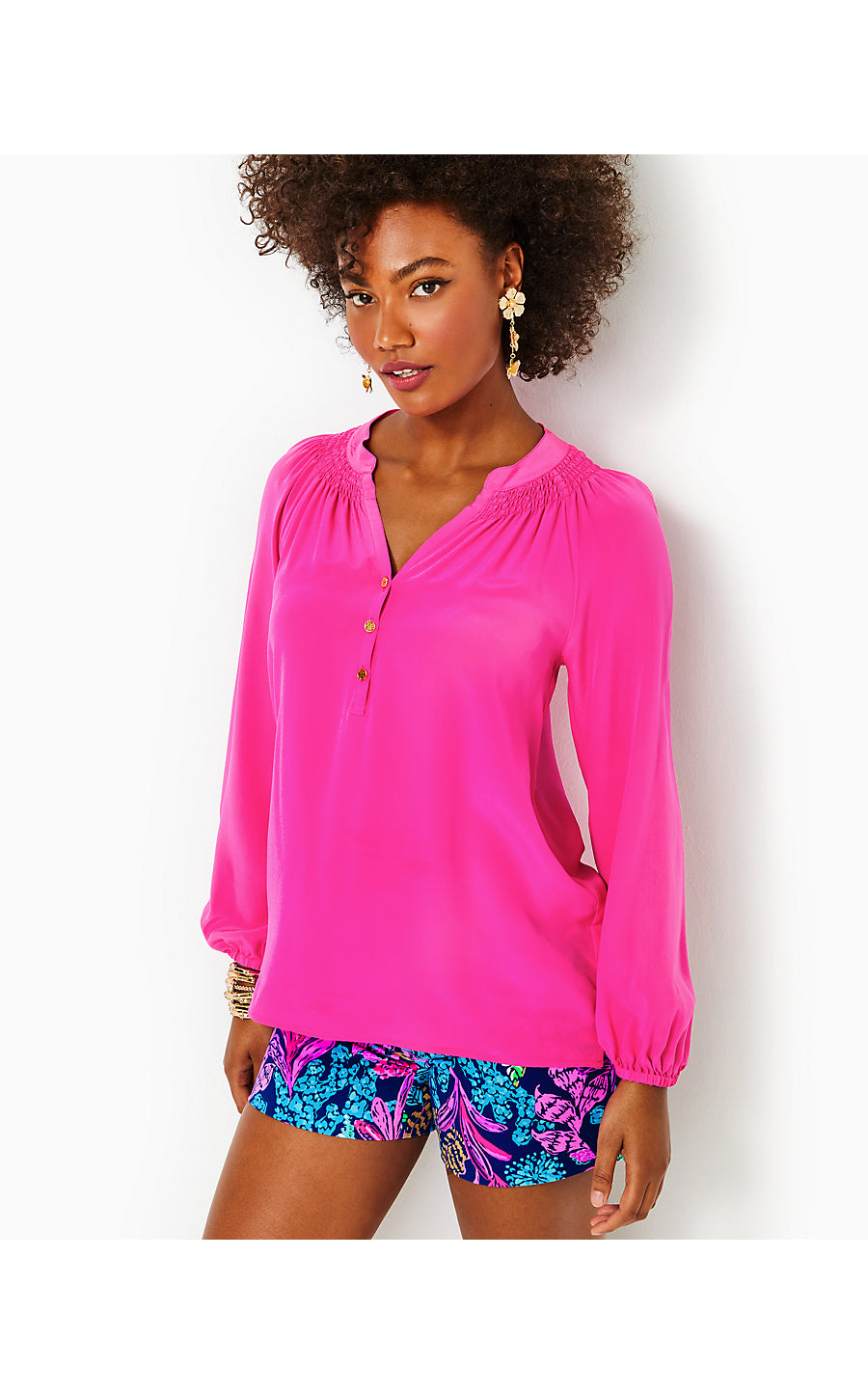 ELSA TOP, PINK PALMS