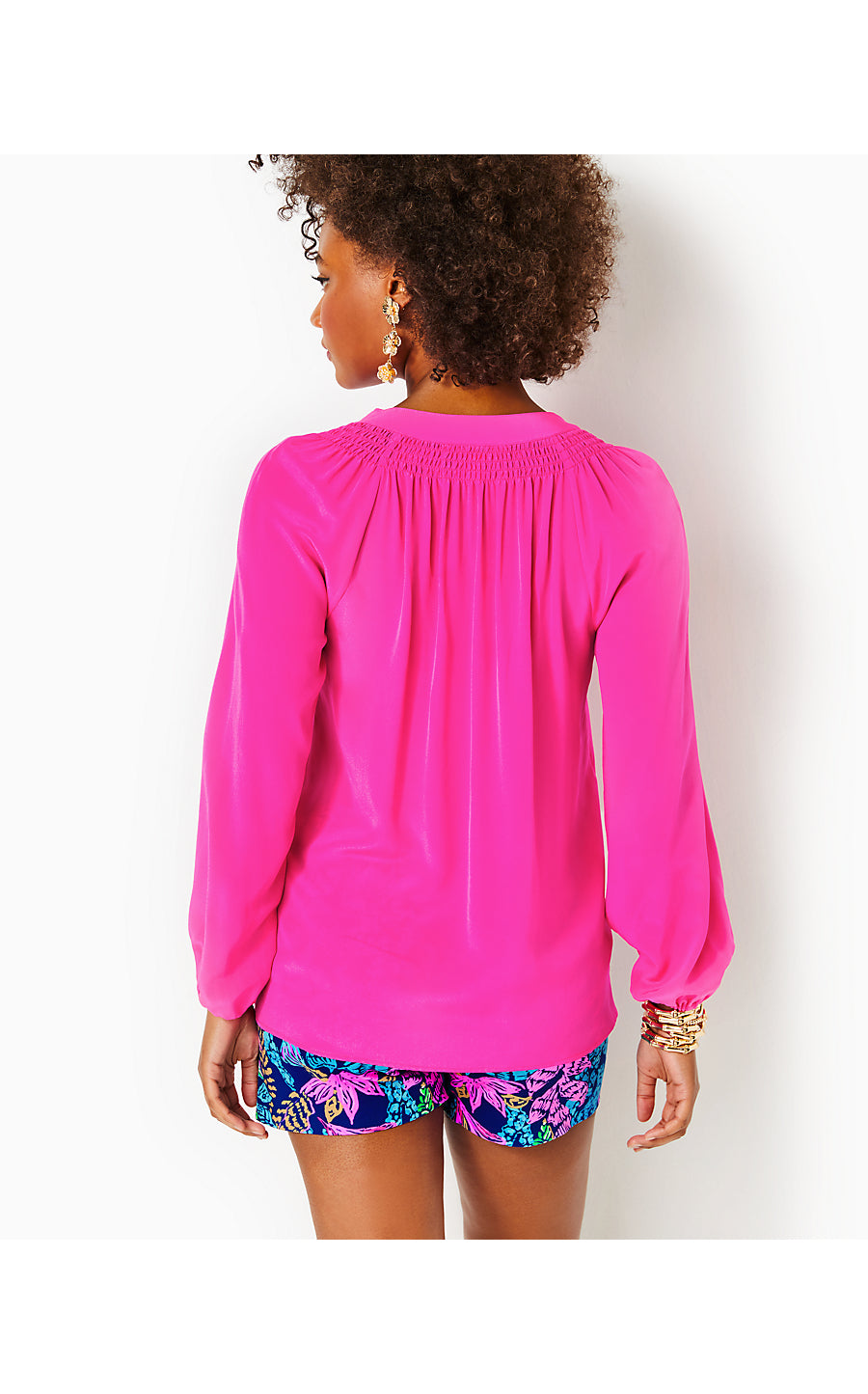 ELSA TOP, PINK PALMS