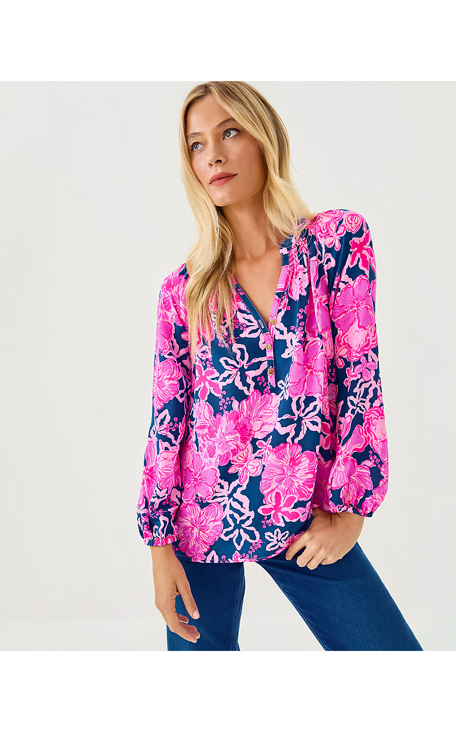 ELSA TOP, STARLIGHT NAVY ONCE AND FLORAL