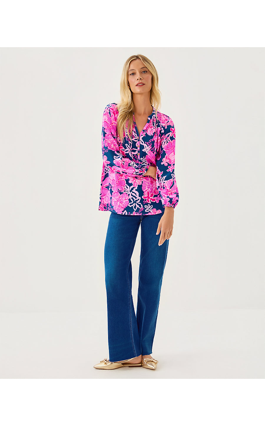 ELSA TOP, STARLIGHT NAVY ONCE AND FLORAL