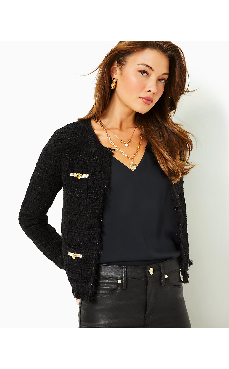 BECKINGTON CARDIGAN, BLACK METALLIC
