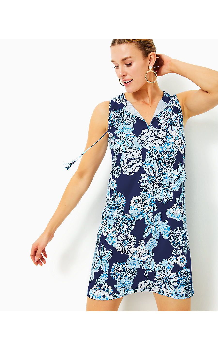JOHANA SLEEVELESS COVERUP, LOW TIDE NAVY BOUQUET ALL DAY