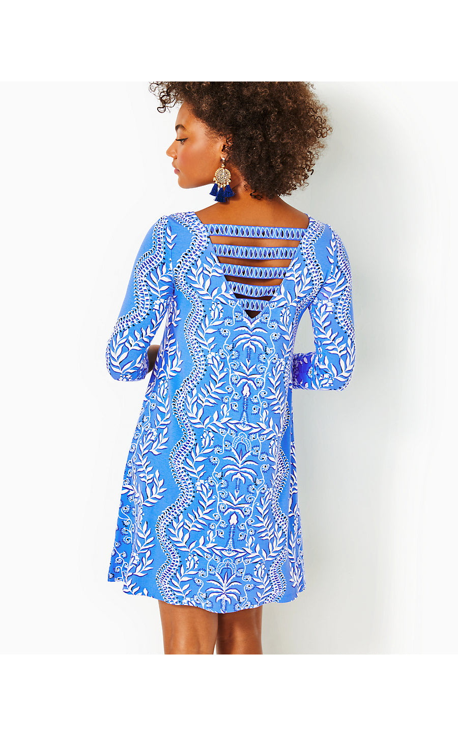 OPHELIA 3/4 SLEEVE DRESS, ABACO BLUE HAVE IT BOTH RAYS ENGINEERED KNIT DRESS