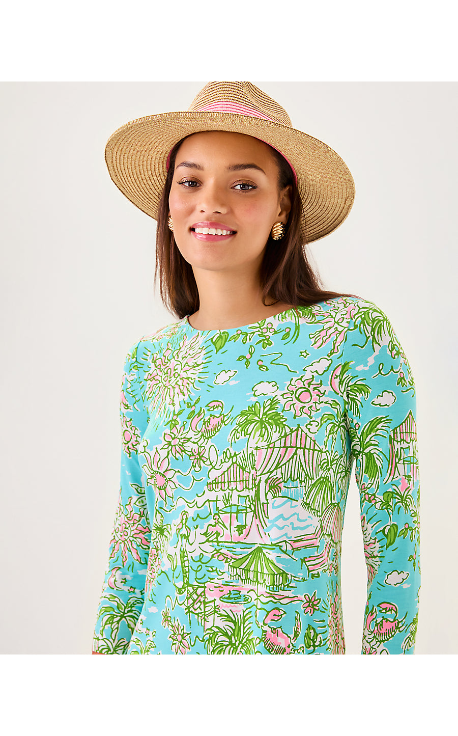 OPHELIA 3/4 SLEEVE DRESS, FRESH WATER BLUE SUNBATHERS BLISS