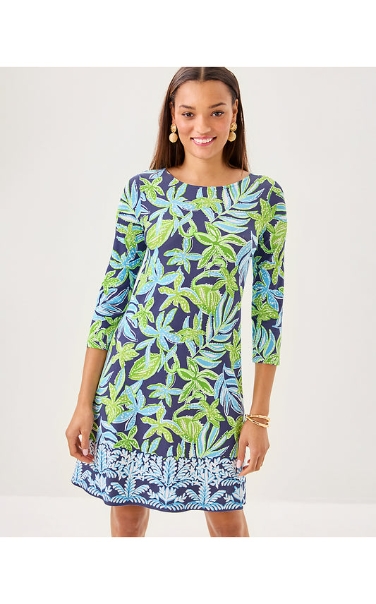 OPHELIA 3/4 SLEEVE DRESS, SAPPHIRE POOL TROPICAL TANGO ENGINEERED DRESS
