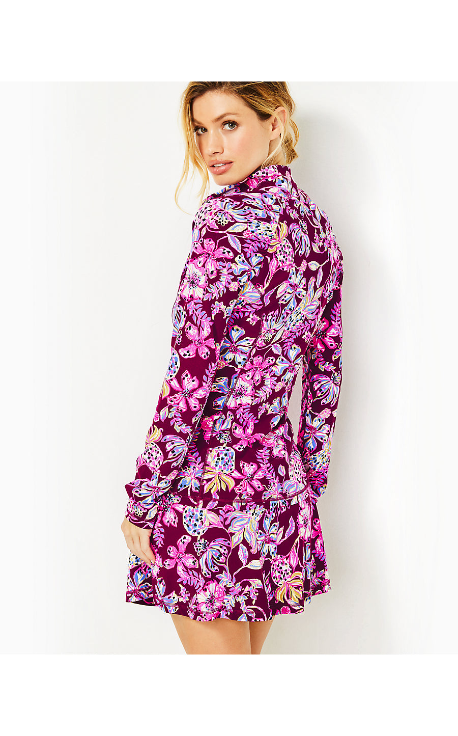 JUSTINE HALF ZIP UPF 50+, AMARENA CHERRY TROPICAL WITH A TWIST