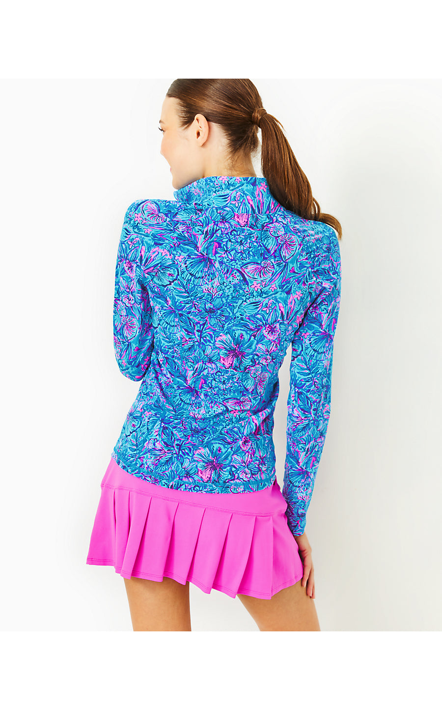 JUSTINE HALF ZIP UPF 50+, BREAKWATER BLUE SHELLS N BELLS