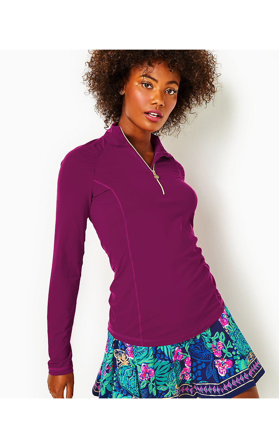 JUSTINE HALF ZIP UPF 50+, MULBERRY