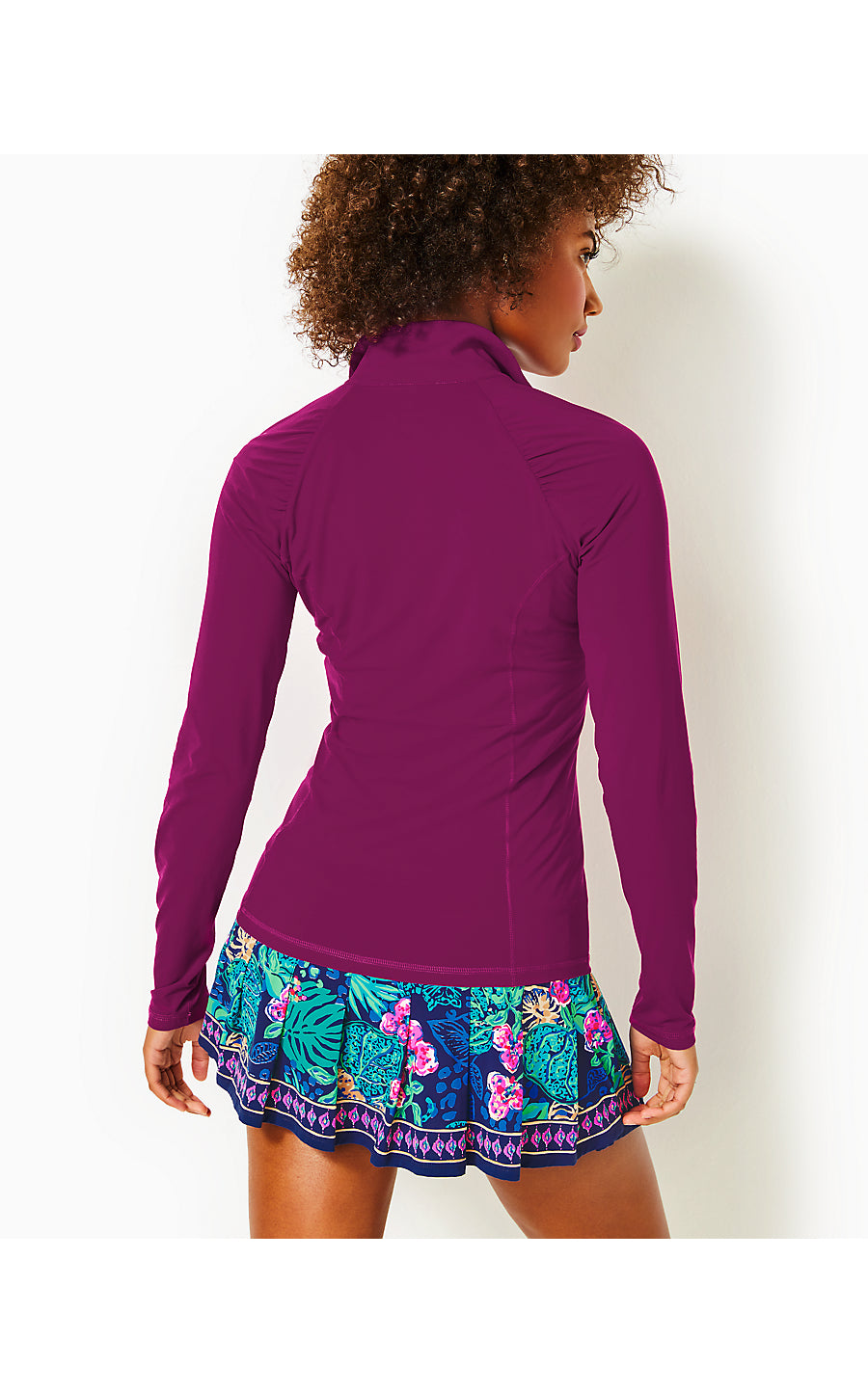 JUSTINE HALF ZIP UPF 50+, MULBERRY