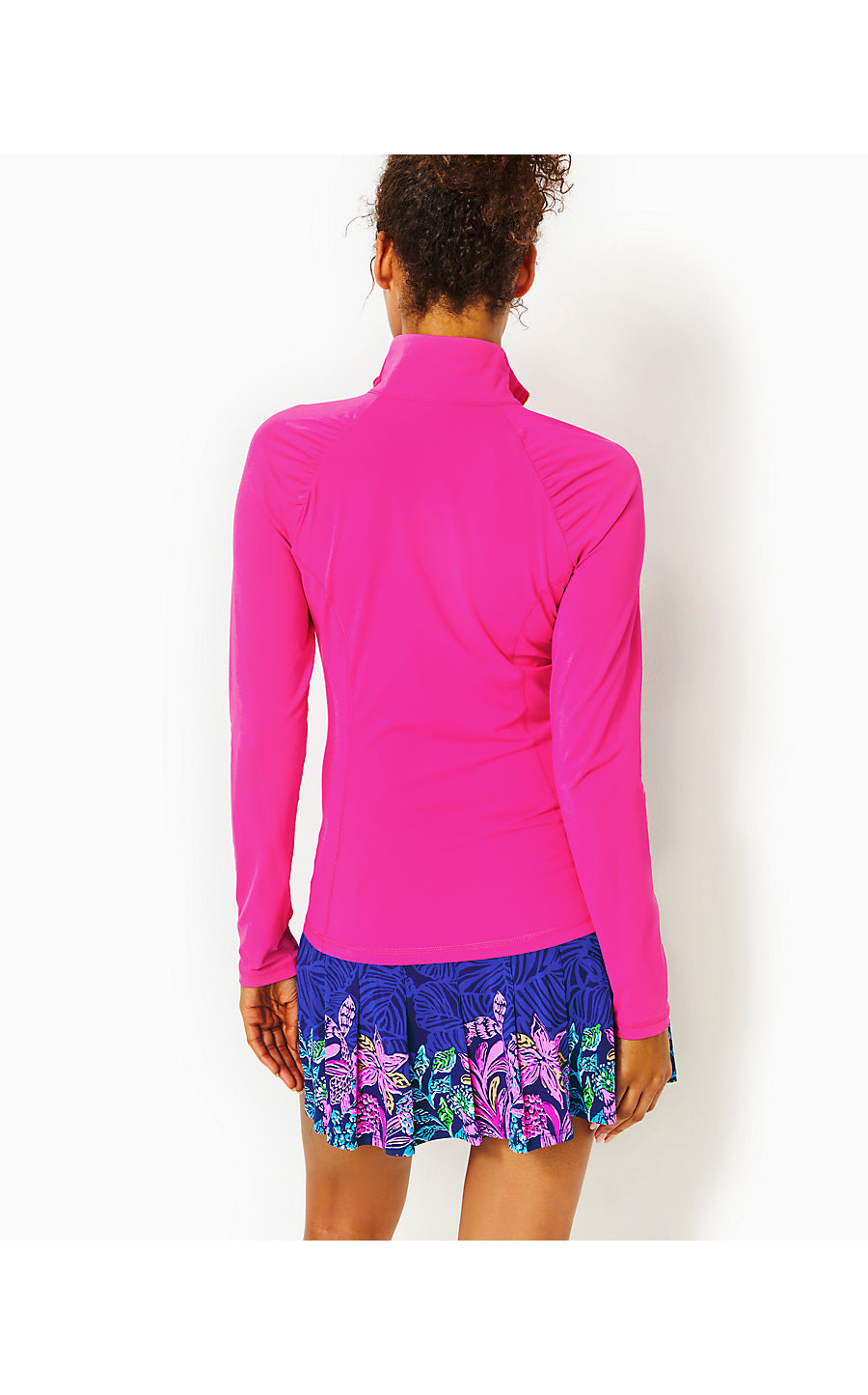 JUSTINE HALF ZIP UPF 50+, PINK PALMS