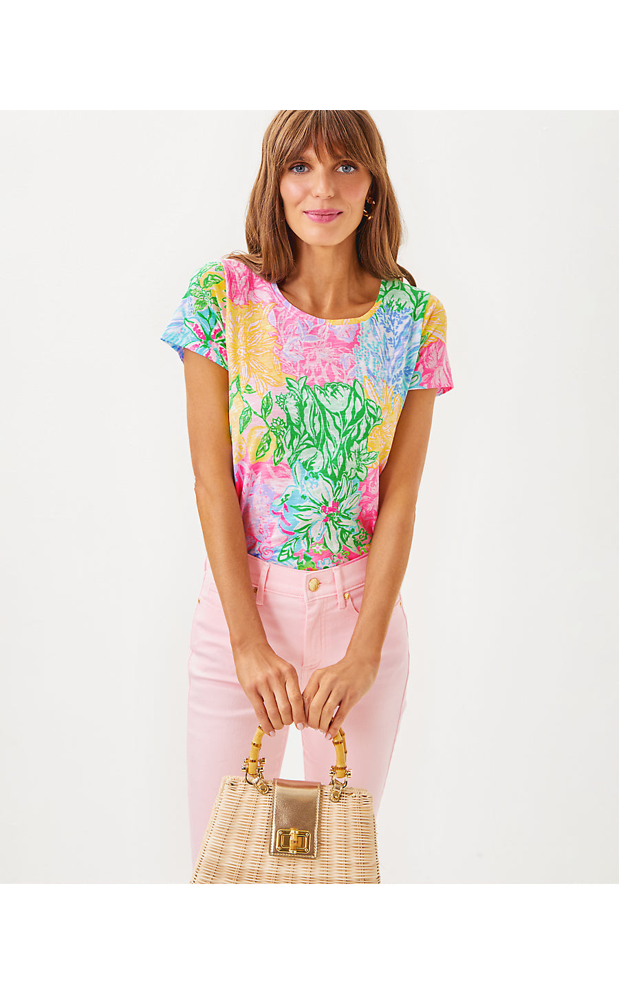 ETTA SCOOP-NECK, MULTI BRIGHT DELIGHT PATCH