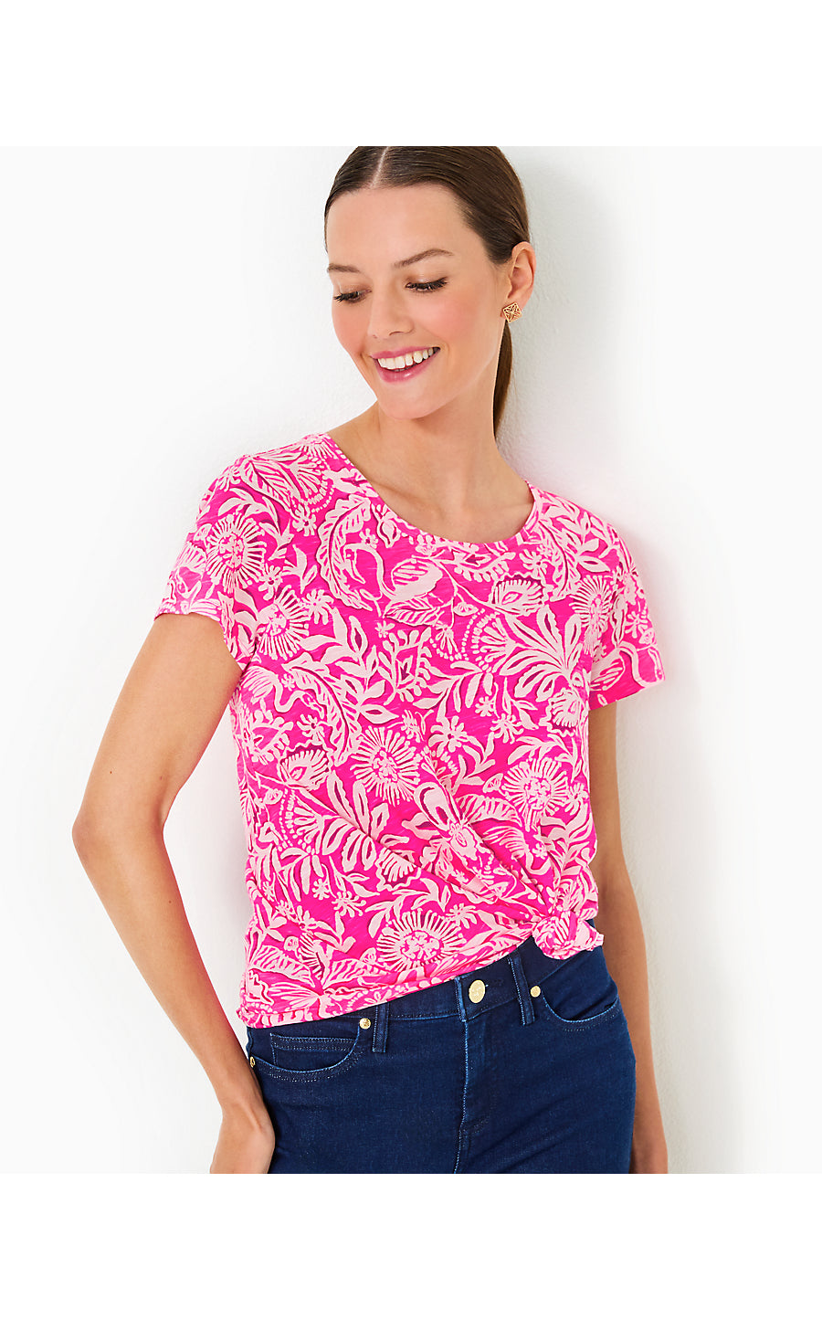 ETTA SCOOP-NECK TOP, PASSION FRUIT PINK ABSOLUTELY FLAMAZING