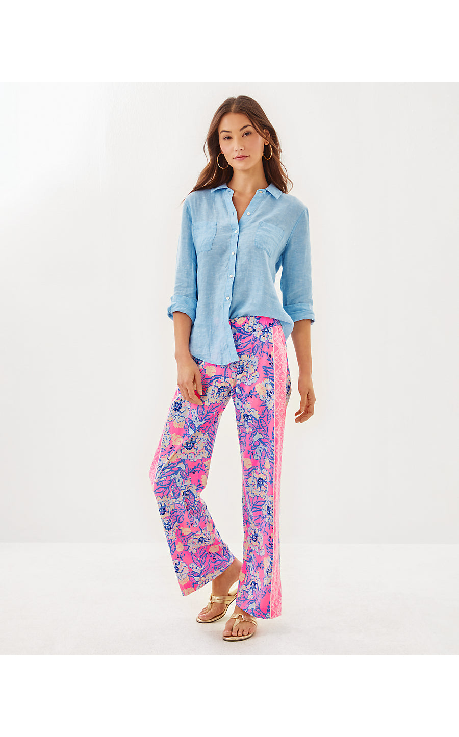 SEA VIEW BUTTON DOWN, BLUE PERI X RESORT WHITE
