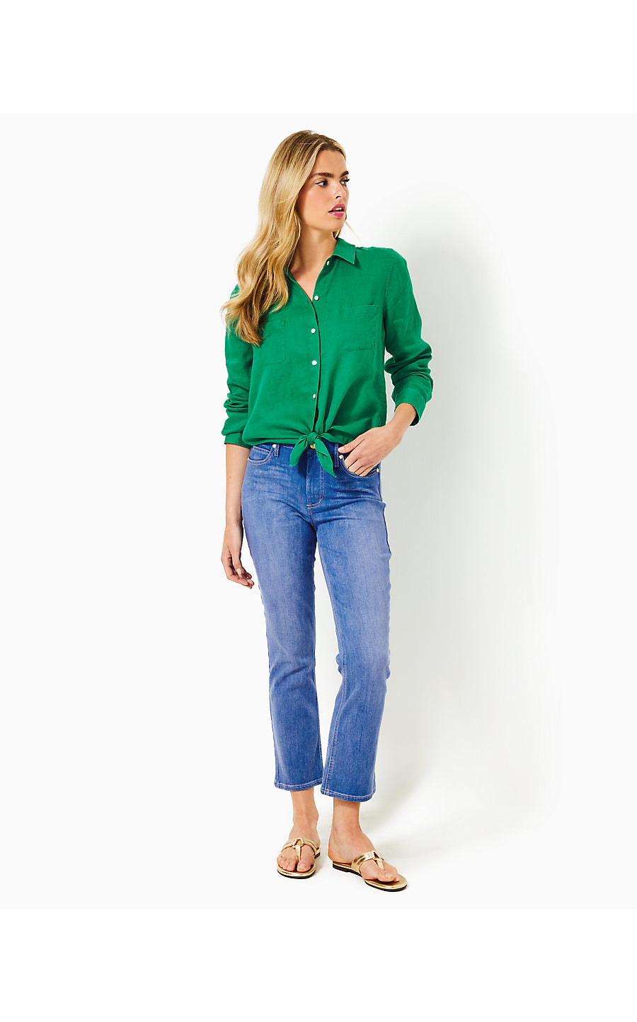 SEA VIEW BUTTON DOWN, FIDDLE LEAF GREEN