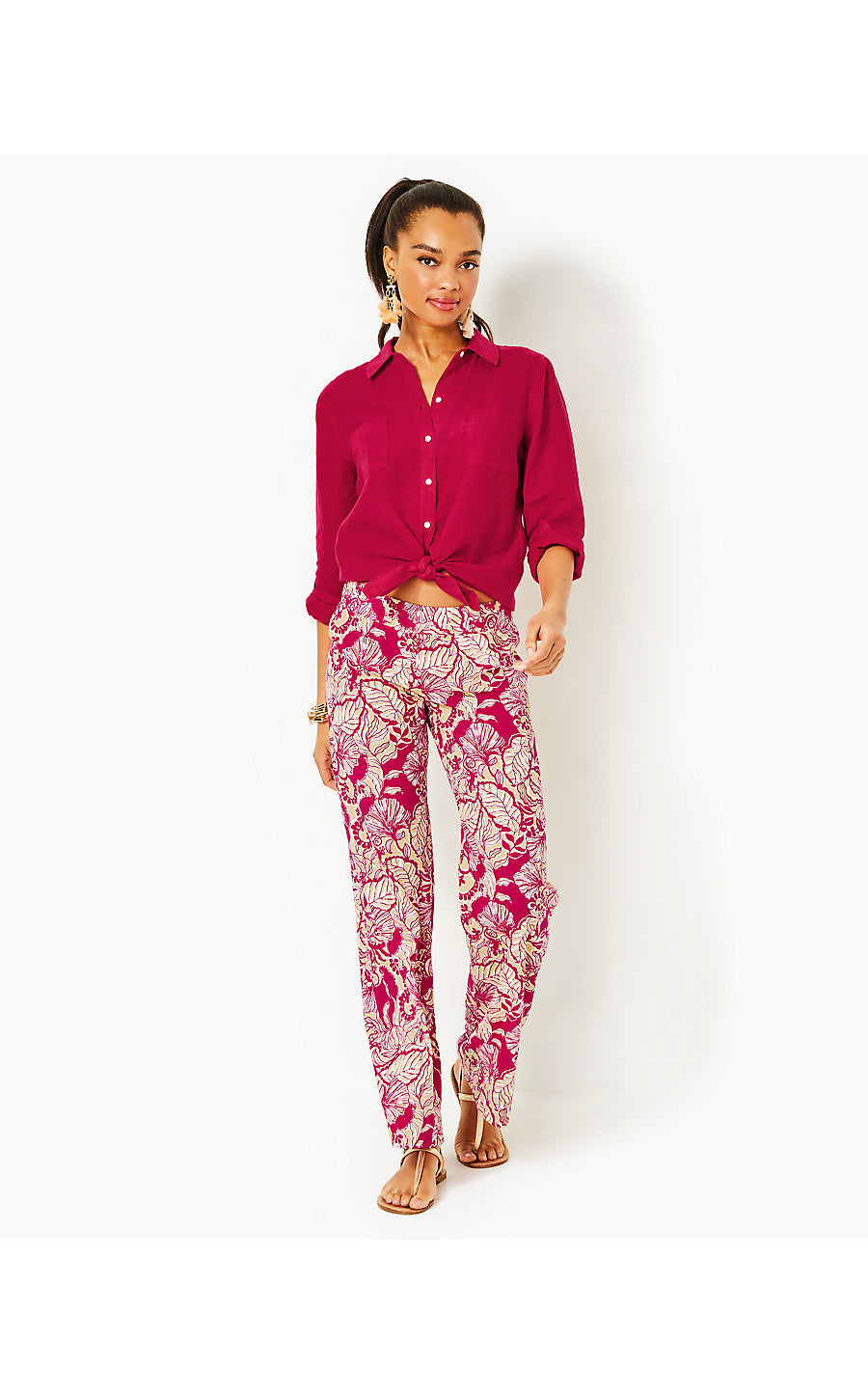 SEA VIEW BUTTON DOWN, POINSETTIA RED X POINSETTIA RED