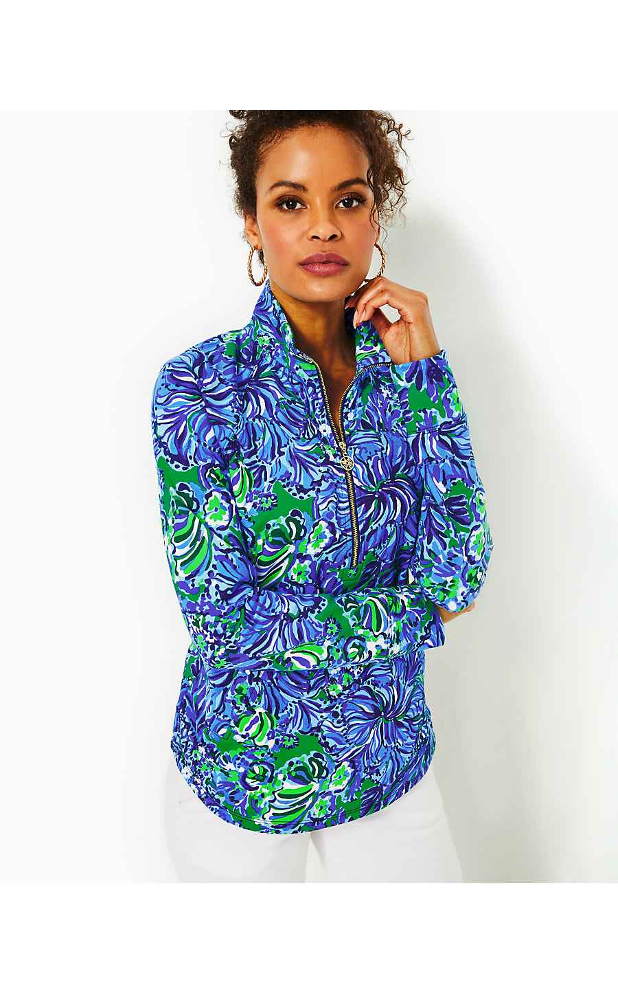 UPF 50+ SKIPPER POPOVER, ABACO BLUE IN TURTLE AWE