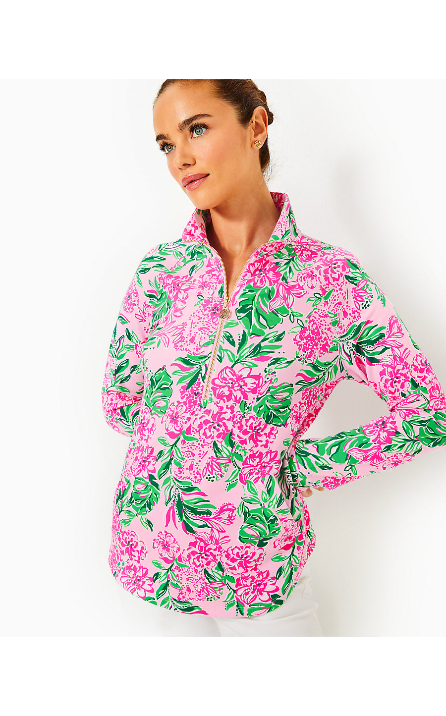 LILLY PULITZER OH CABANA BOY SKIPPER POPOVER PINK WHITE TROPICAL BEACHY UMBRELLA popular