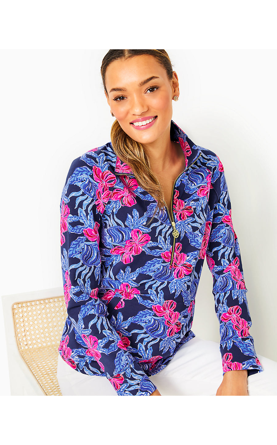 Lilly Pulitzer SKIPPER Popover Oyster Bay Navy shops You’ve Been Spotted UPF 50+ - XL