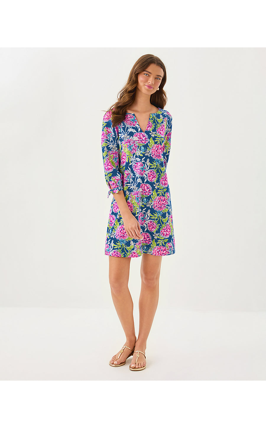 CATH 3/4 SLEEVE DRESS, MULTI DAHLIA LICIOUS