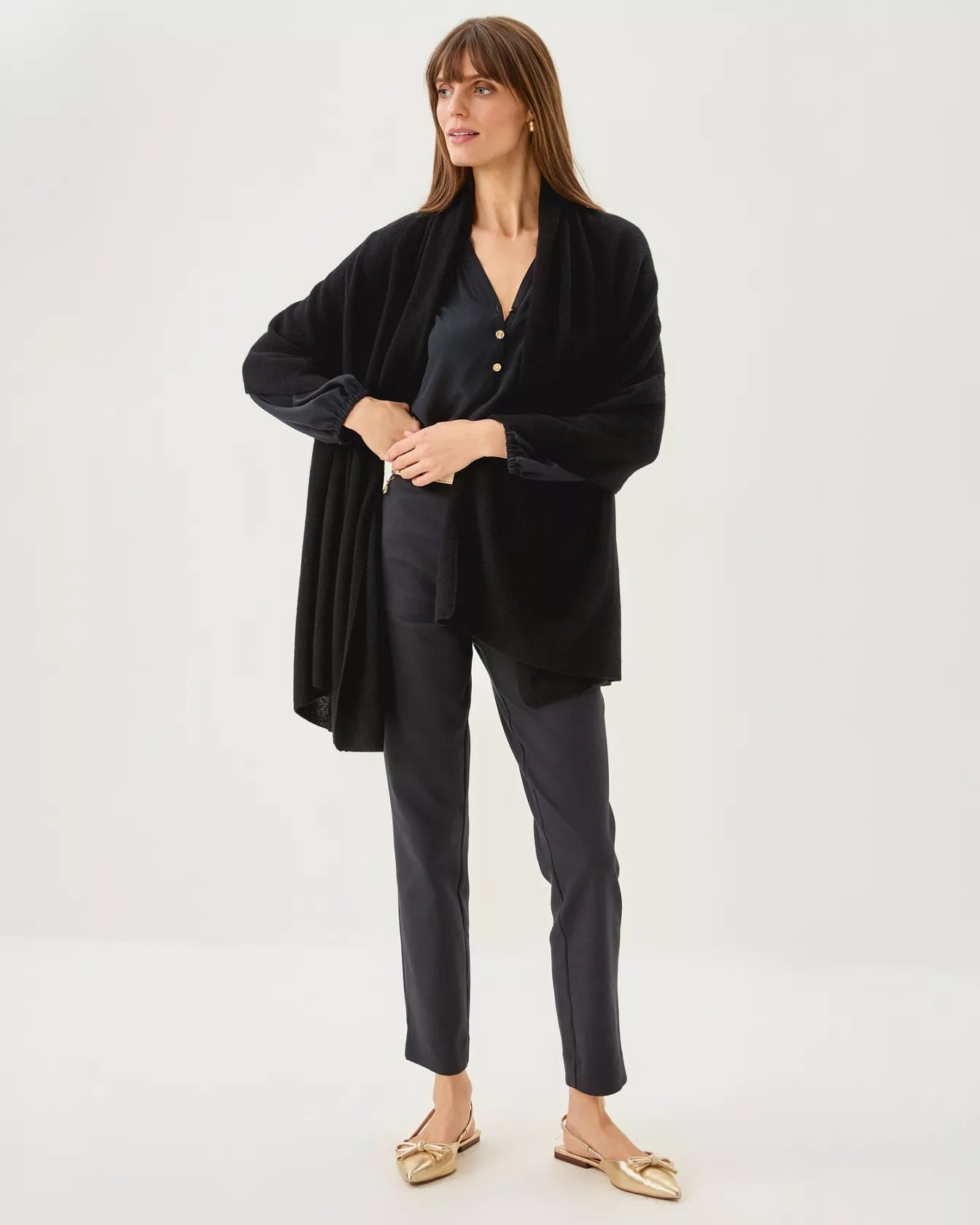 LANELLE CASHMERE WRAP, BLACK