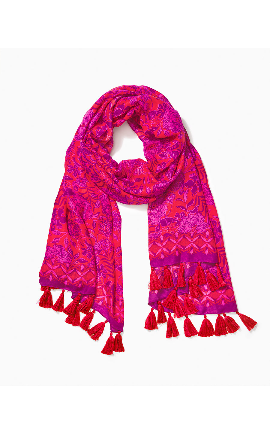 RESORT SCARF, AMARYLLIS RED SECRET HIDEAWAY ENGINEERED RESORT SCARF