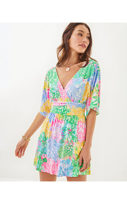 PARIGI KNIT SKORT ROMPER, MULTI BRIGHT DELIGHT PATCH