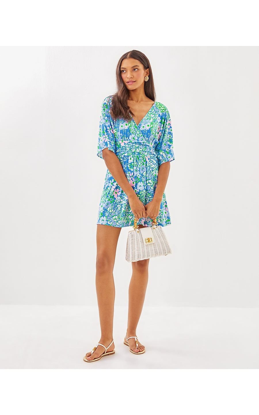 PARIGI KNIT SKORT ROMPER, SUNWASHED BLUE PLUMES IN BLOOM