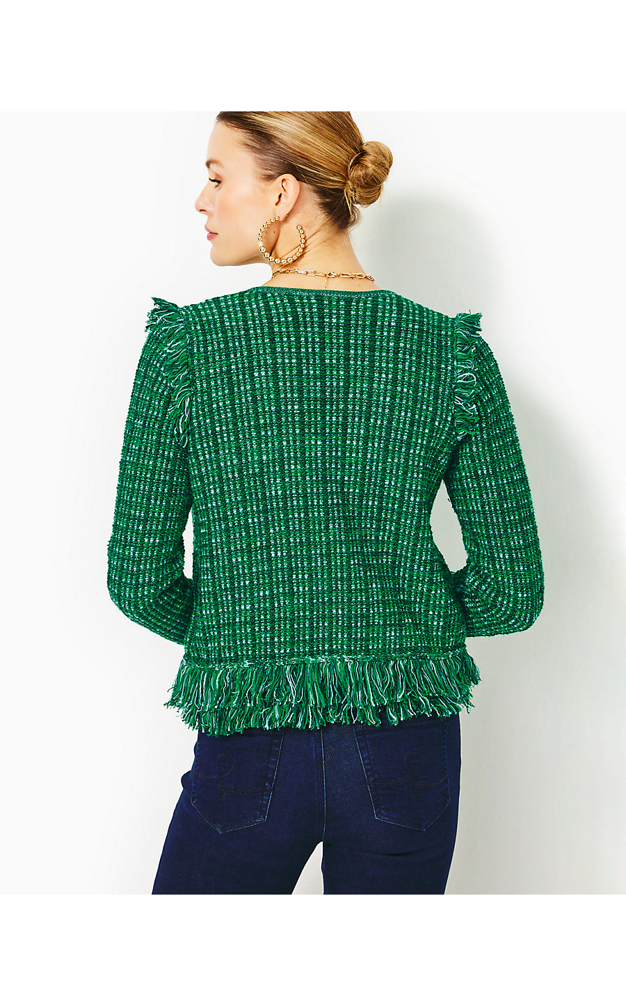 SIMORA CARDIGAN, EVERGREEN EXOTIC TWEED