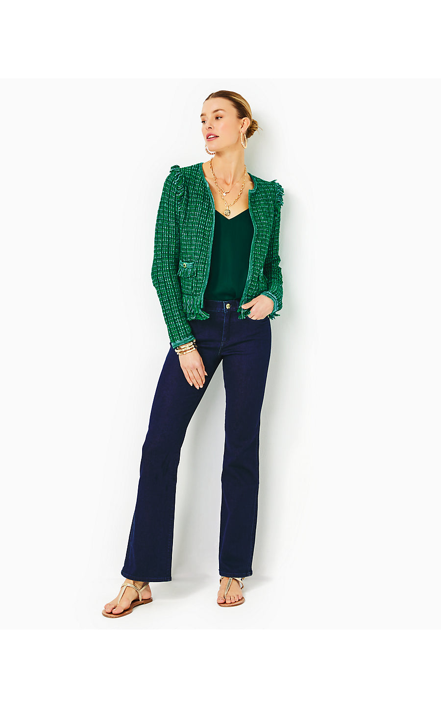 SIMORA CARDIGAN, EVERGREEN EXOTIC TWEED