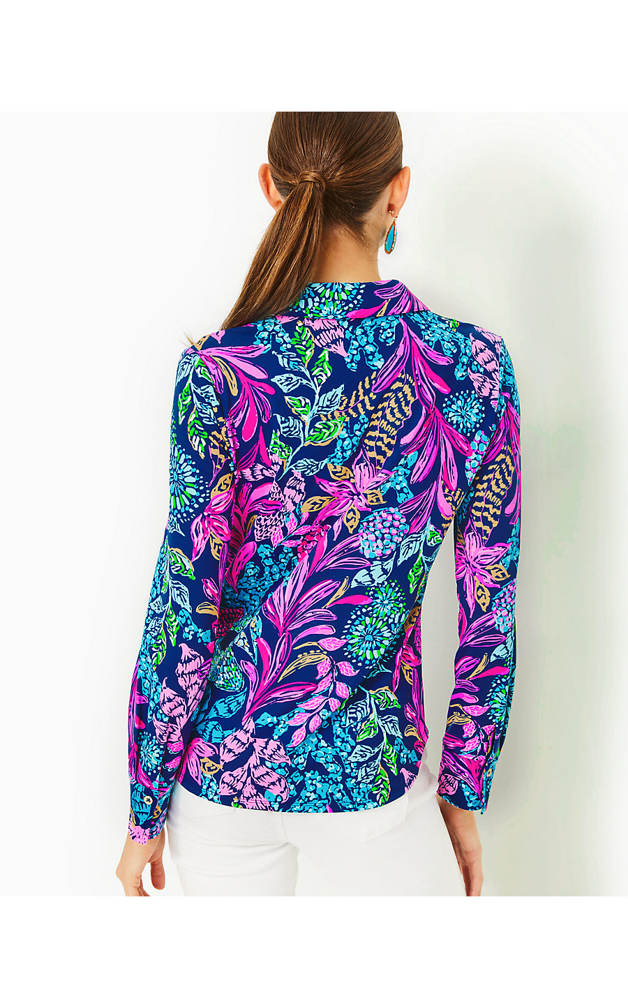 MARLENA UPF 50+ BUTTON DOWN, AEGEAN NAVY CALYPSO COAST