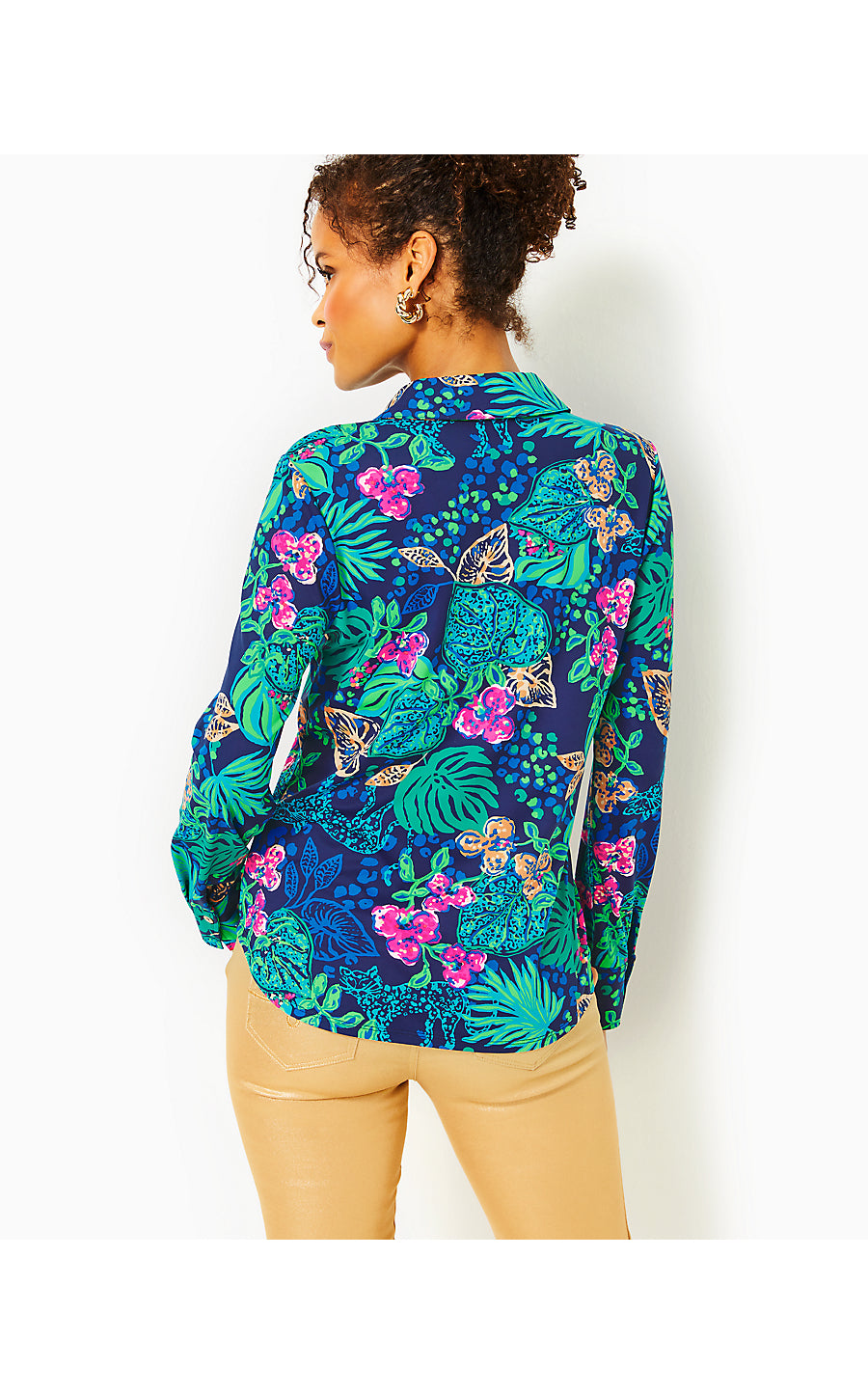 MARLENA UPF 50+ BUTTON DOWN, LOW TIDE NAVY LIFE OF THE PARTY