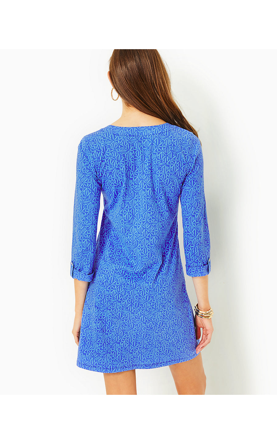 FAIRFAX 3/4 SLEEVE DRESS, ALBA BLUE EASY PEASY