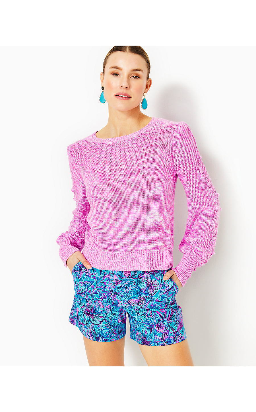 GRETCHEN HIGH RISE SHORT, BREAKWATER BLUE SHELLS N BELLS