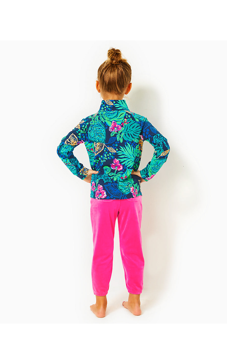 MINI MALLIE VELOUR PANT, PINK PALMS
