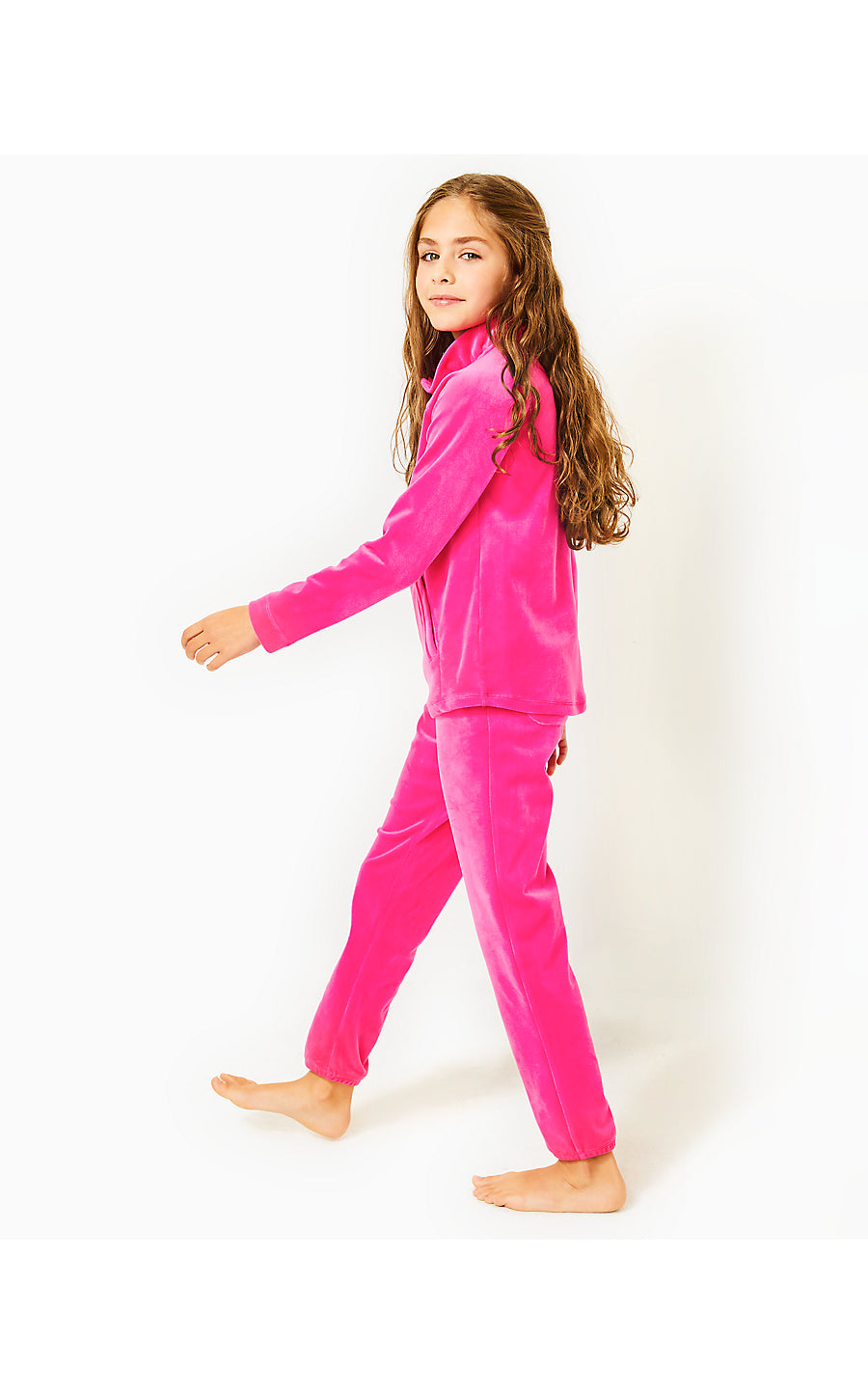 MINI MALLIE VELOUR PANT, PINK PALMS