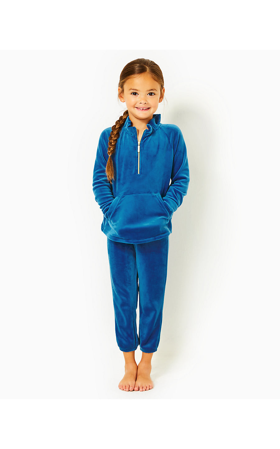 MINI MALLIE VELOUR PANT, INDIGO BREEZE