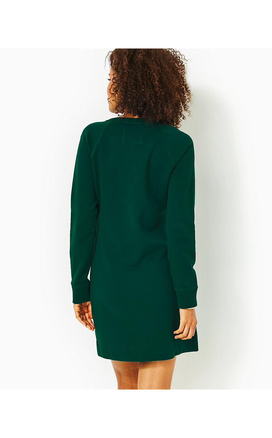 BEACH COMBER LONG SLEEVE DRESS, EVERGREEN