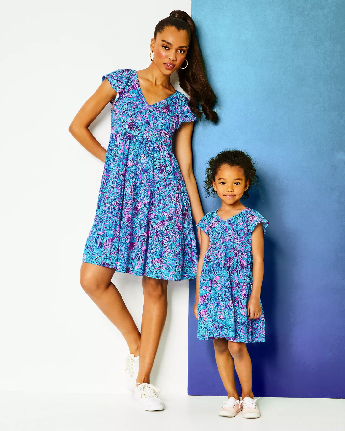KAWAI FLUTTER SLEEVE DRES, BREAKWATER BLUE SHELLS N BELLS