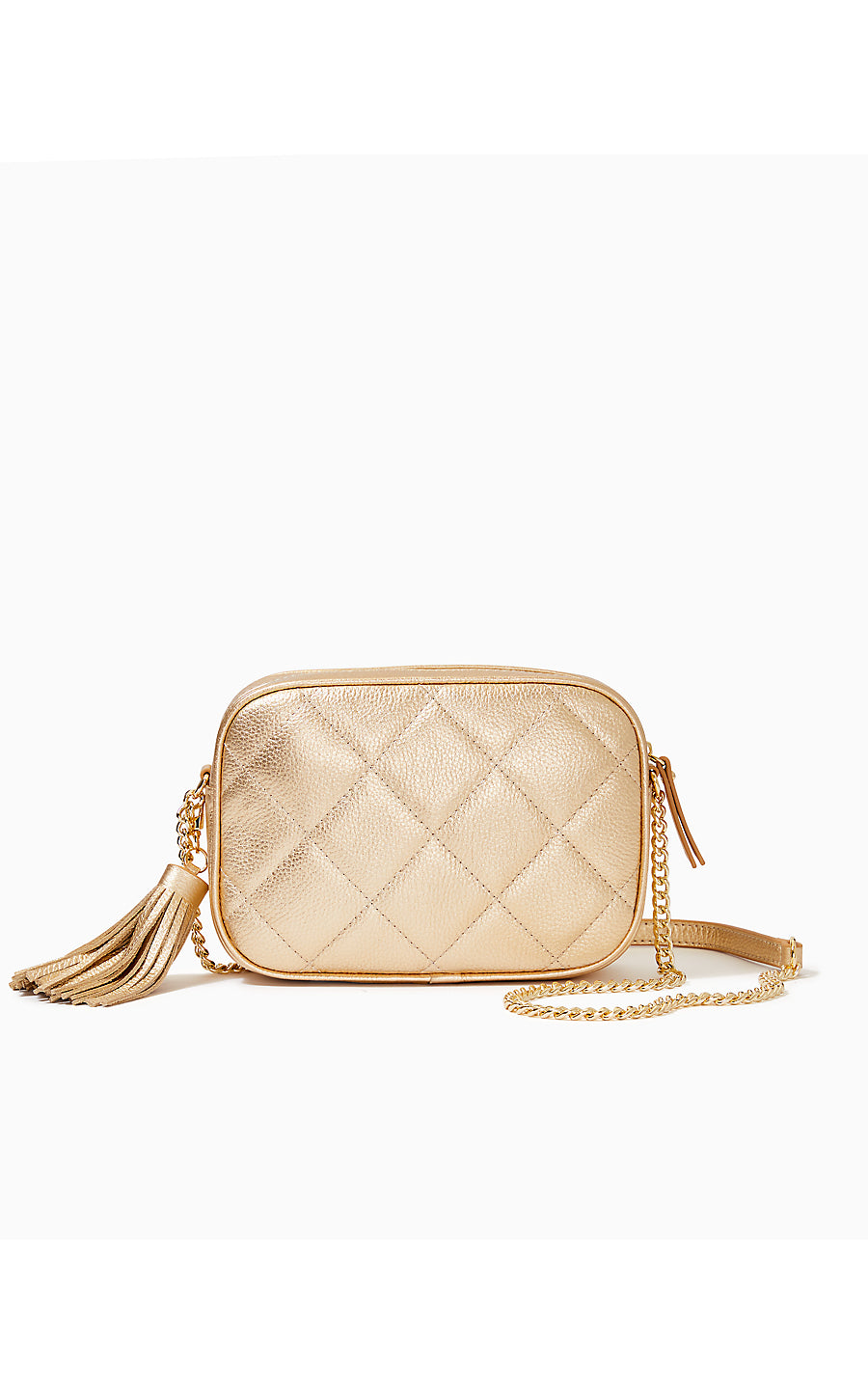 QUILTED LEATHER DESSA CROSS-BODY, GOLD METALLIC
