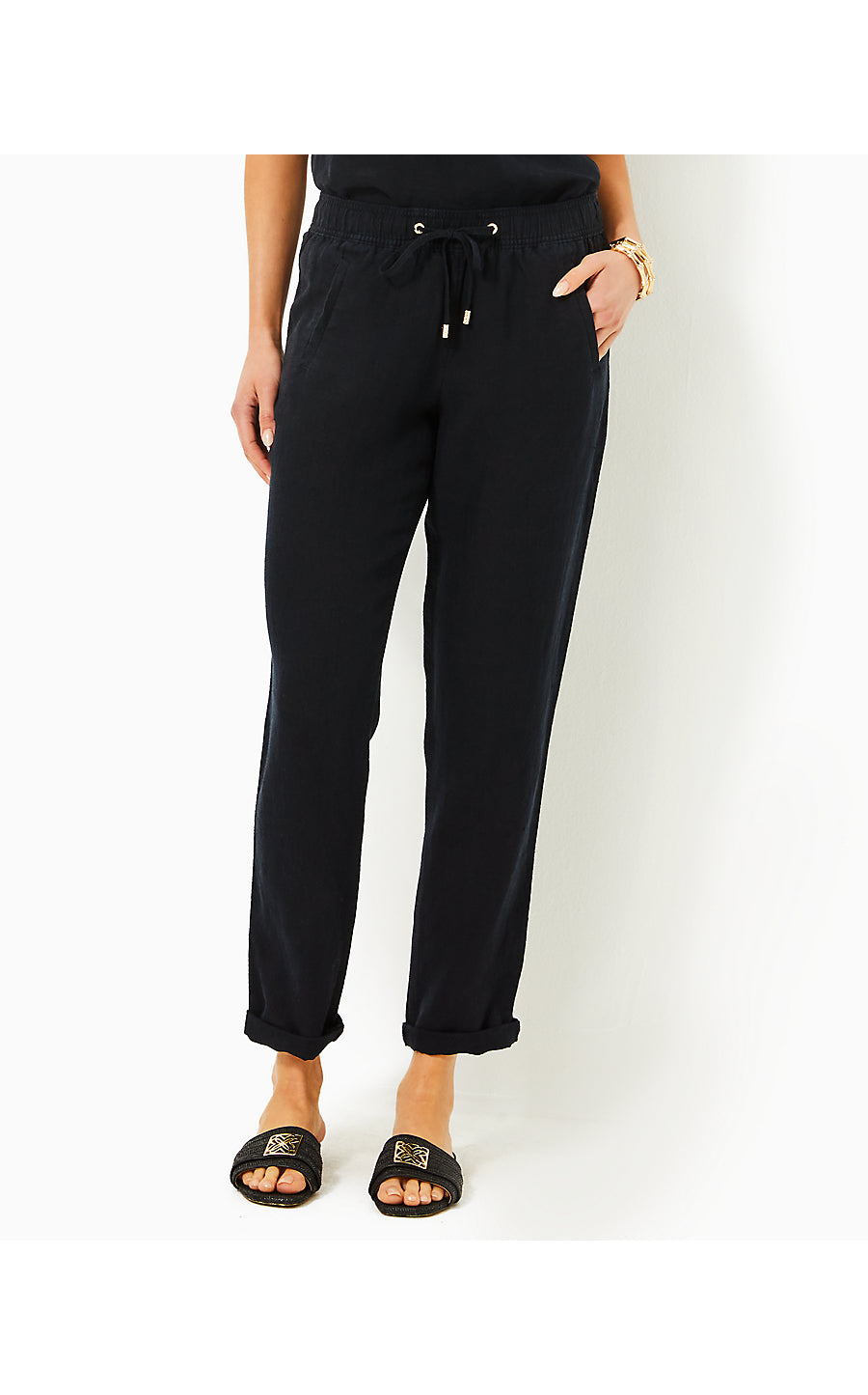 TARON LINEN PANT, NOIR X NOIR