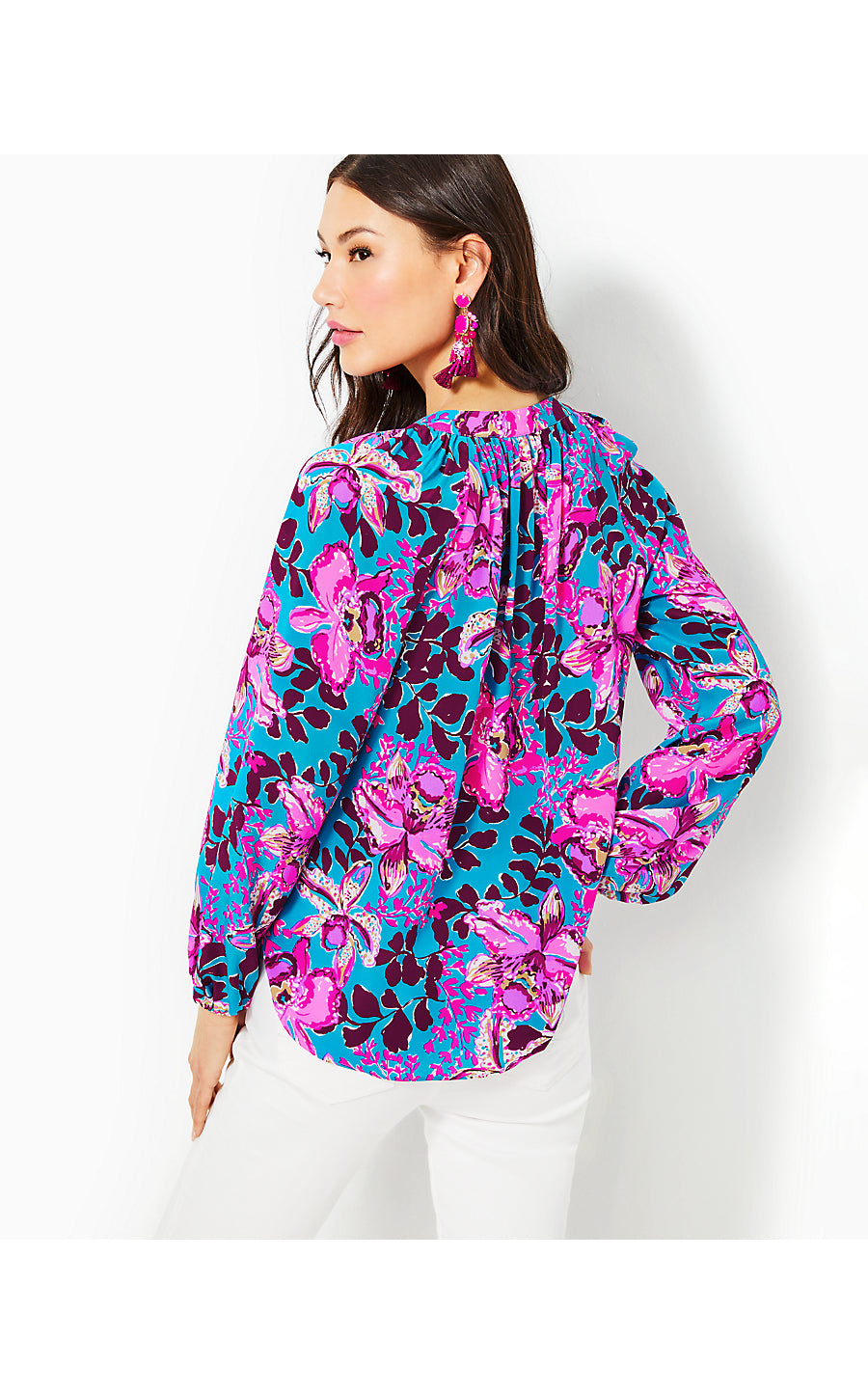 SAIGE LONG SLEEVE SILK TO, BLUE RHAPSODY ORCHID YOU NOT
