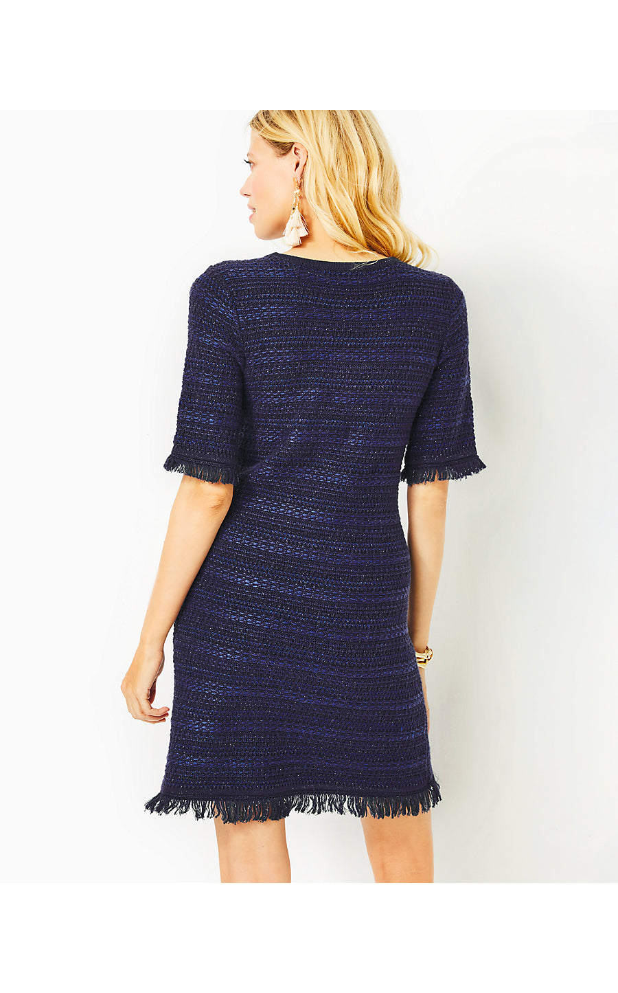 BECKINGTON SWEATER DRESS, TRUE NAVY METALLIC