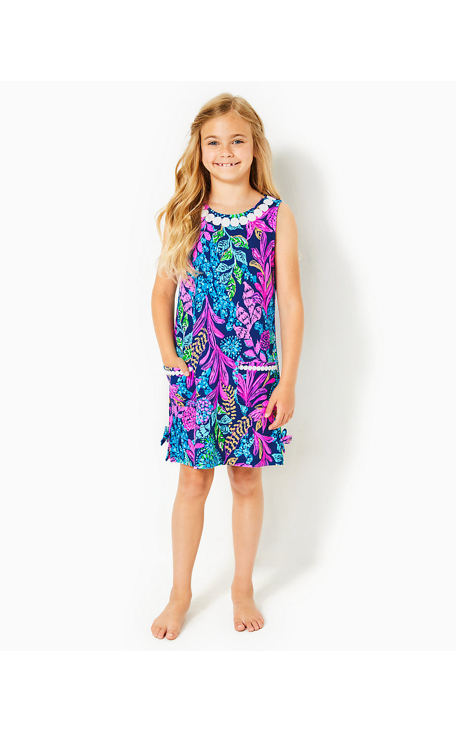 LITTLE LILLY KNIT SHIFT, AEGEAN NAVY CALYPSO COAST