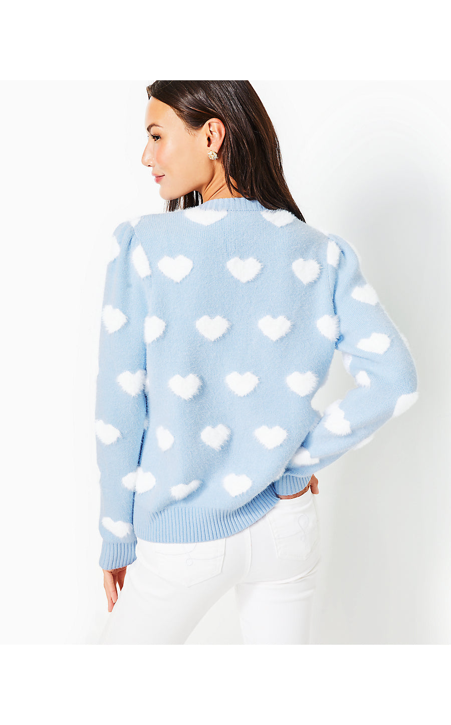 KEANE CARDIGAN, BRAVA BLUE HEARTS JACQUARD