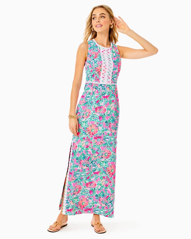 ASHLER STRETCH MAXI SHIFT, SOLEIL PINK PERFECT POPPY