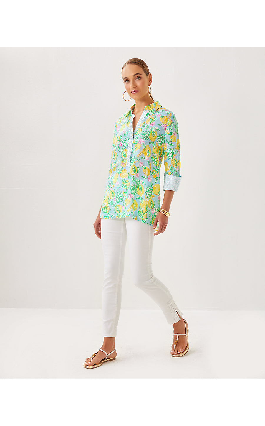 RIVERLYN PIECED PRINT TUNIC, BLUETTE MAKE LEMONADE